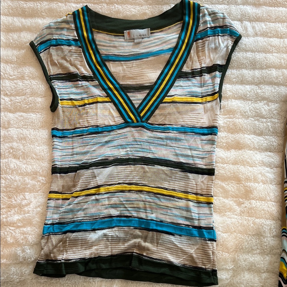 Missoni Multicolor Striped V-Neck Top (small)